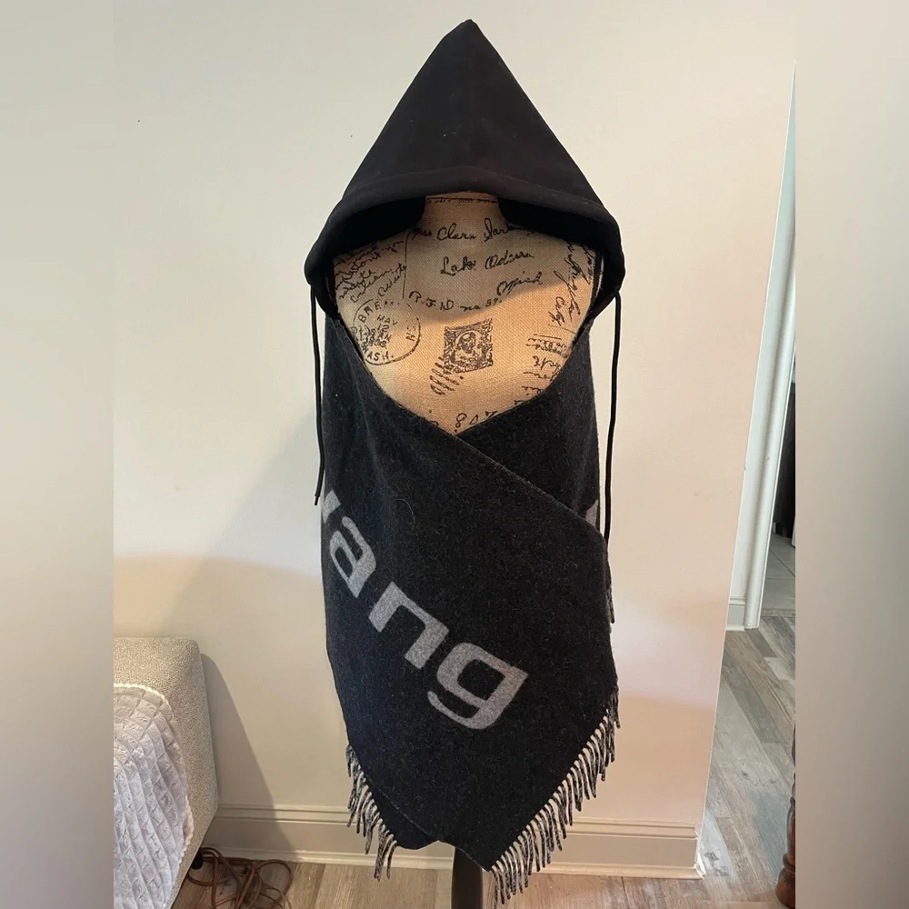 Alexander Wang Black and Gray Hooded Poncho - Picture 3 of 8